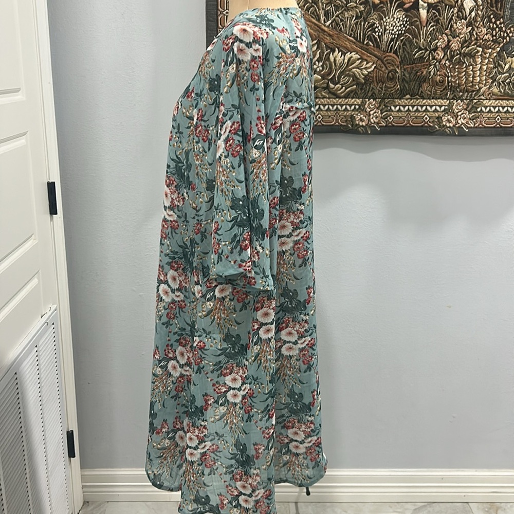Umgee Floral Green Kimono/Cover Up Women’s Size M/L - Picture 4 of 13